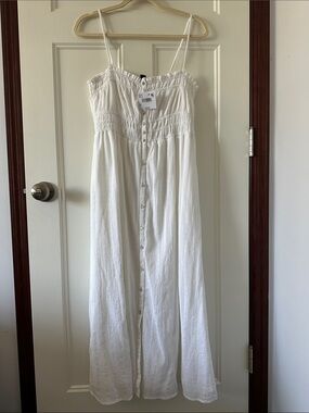 White Button-Front Maxi Sundress